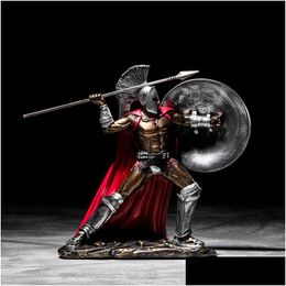 Craft Tools Ancient Rome Ornament Retro Spartan Character Model Resin Craft Figurines Home Decor Warrior Standbeeld Figuur Decorate Gift Dh60a