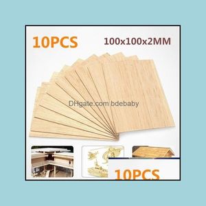 Outils d'artisanat Arts Artisanat Cadeaux Maison Jardin 10 Pcs 100X100X2Mm Plaque En Bois Modèle Balsa Feuilles De Bois Bricolage Maison Navire Avion Drop Delivery