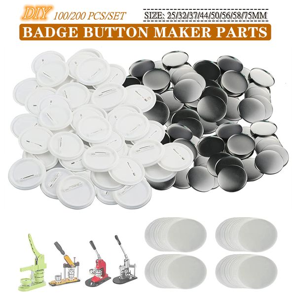 Herramientas para manualidades, insignia en blanco, piezas para hacer botones, 25/32/37/44/50/56/58/75MM para máquina para hacer botones, suministros, piezas, juego de insignias DIY, 100/200 Uds. 230721