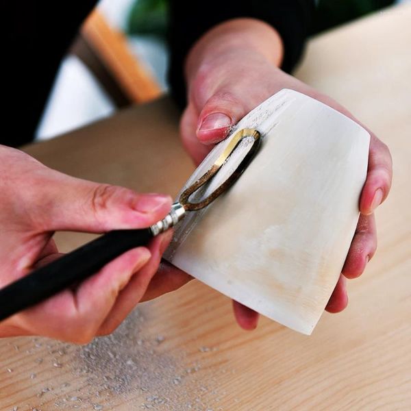 Couteau de réparation de poterie, outils d'artisanat, outil en argile, grattoir en plastique, anneau de Texture vierge, grattoir en forme de stylo en bois de rose