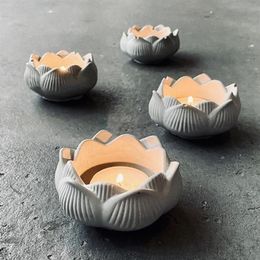 Bougeoir en forme de fleur en béton, outils artisanaux, moules ronds pour bougie chauffe-plat en Silicone, chandelier en ciment, MoldsCraft226u