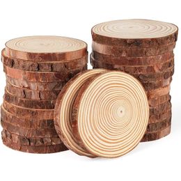 Outils d'artisanat Outils d'artisanat Épaissir les tranches de bois rondes de pin naturel Cercles inachevés avec des disques de bûches d'écorce d'arbre Bricolage Artisanat Fête de Noël Dhacs