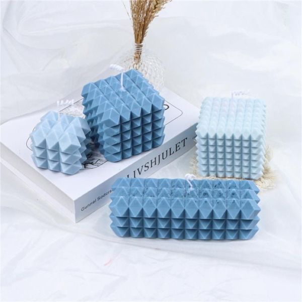 Outils d'artisanat Cuboïde Cône Silicone Bougie Moule DIY Rectangle Arôme Bulle Carré Savon 3D Stéréo Décor Plâtre Fournitures Cristal Cinna269E