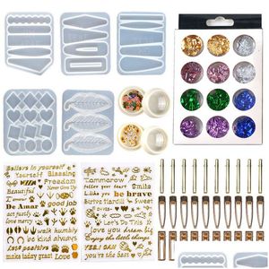 Outils d'artisanat DIY Épingle à cheveux Casting Mold Set Kit Pendentif Epoxy Signet Résine Barrette Moules Comprend 30 Pièces Clip 5 Sile Drop Livraison Dh0Hz