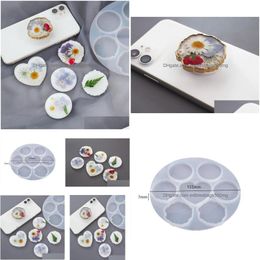 Outils d'artisanat DIY Téléphone Holder Moule de résine Irregar Marble Round Heart Cabochon SILE Moules Mobile Mobile Bracket8370164 Drop Deli DH8I9