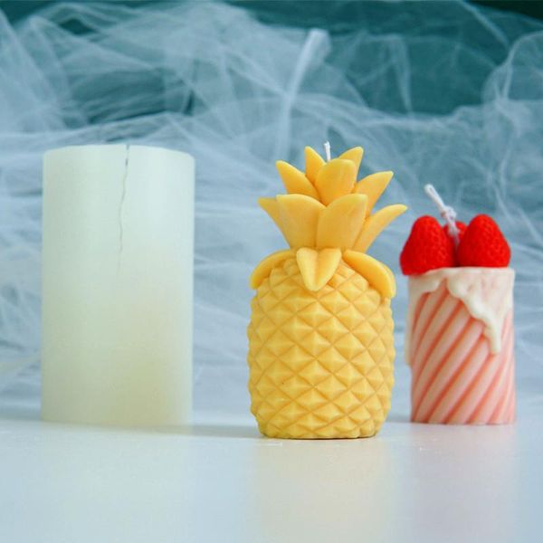 Outils d'artisanat bricolage ananas bougie moule Simulation fruits Silicone parfum en forme de cire plâtre moule à la main