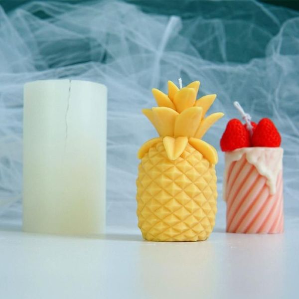 Outils d'artisanat Diy Pineapple Candle Moule de moule Fruit Silicone Fragrance Fabrication de cire Moule de plâtre à la main 350K