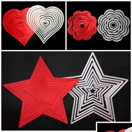 Craft Tools Diy Scrapbook Five Pointed Star Love Heart Flower Shape Template Koolstofstaal Embose snijden sterft stevig 11 8WS4 ff Dr Dhquv