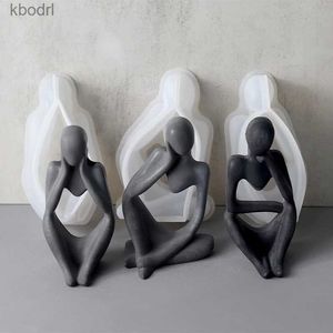 Craft Tools DIY Thinker Statue Silicone Mold 3D Nordic Art Abstract Human Body Plaster Ornament Mould Epoxy Resin Handicraft Mold Home Decor YQ240115