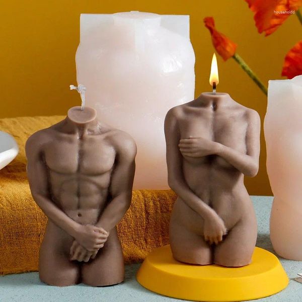 Herramientas artesanales Cuerpo humano Vela desnuda Molde de silicona Figura femenina 3D Curvas Hombres Mujeres Torso Molde Estatua Arte Aromaterapia Suministros para hacer