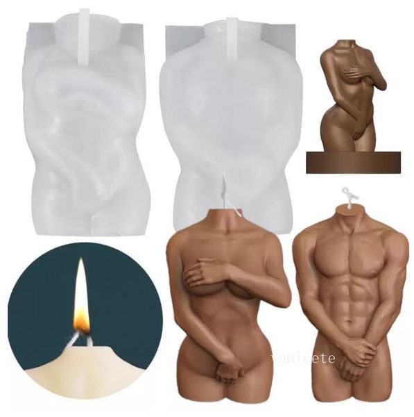 Moule en silicone pour corps humain, outils artisanaux, simulation de portrait de femme timide tenant la main, moules à bougies en gypse pour hommes, 9343
