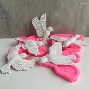 Moule en Silicone pour colibri, outils d'artisanat, moule en plâtre en résine, hirondelle, Cupcake, cuisson, moules à gâteaux Fondant, fabrication de décoration de la maison