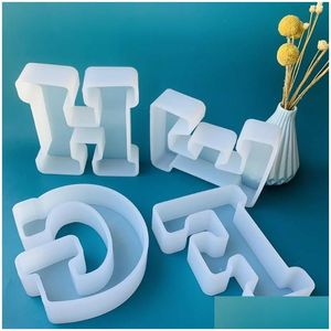 Outils d'artisanat Bijoux Pendentif Alphabet Résine époxy Mod Lettre anglaise Sile Moule Porte-clés pour anniversaire Décoration de la maison Livraison directe Gard Dhnft