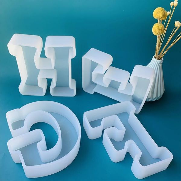 Artisanat Outils Bijoux Pendentif Alphabet Résine Époxy Moule Lettre Anglaise Moule En Silicone Porte-clés Pour Anniversaire Décoration De La Maison Drop ShipCraft