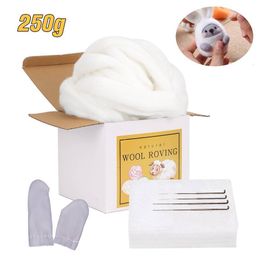 Craft Tools KAOBUY 250g wolvilten kit naaldvilten wol wol vezel wol roving voor vilten materialen handgemaakte viltnaald voor beginners 230721