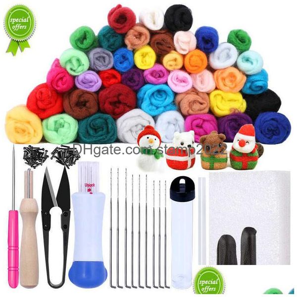 Outils d'artisanat Kraball 25 couleurs feutrage laine aiguille kit feutre à la main ensemble 7pcs pack matériaux en tissu livraison directe maison jardin arts craf dhsbf