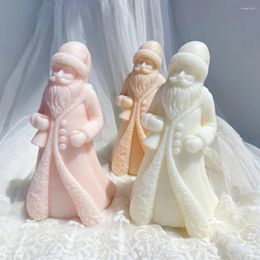 Herramientas artesanales Kriss Kringle yeso molde de yeso lindo Santa Claus vela molde padre Navidad resina silicona para decoración del hogar