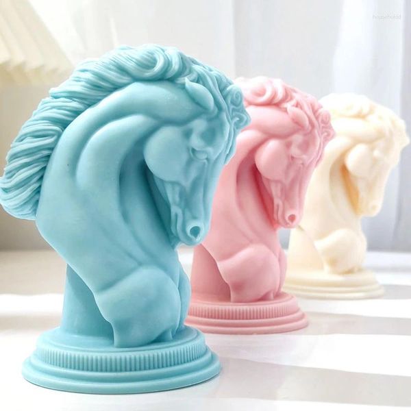 Outils d'artisanat Grande tête de cheval de guerre Moule de bougie en silicone Creative Animal Savon Résine Plâtre Moule Glace Chocolat Gâteau Cuisson Ensemble Décor À La Maison Cadeau