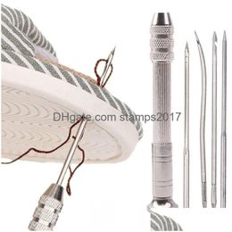 Outils d'artisanat en cuir couture awl set chaussures de réparation kit d'outils de réparation remplacable mtifonctionnel bricolage aiguilles gouttes livraison de jardin arts jardin arts cra dhdxv