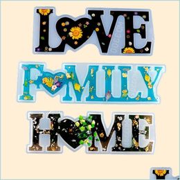 Herramientas artesanales Love Home Family Sile Mold Resin Sign Word Moldes de epoxi para Diy Decoración de mesa Artesanía Drop Delivery Garden Arts Dhgeu