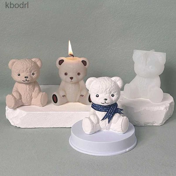 Herramientas artesanales Precioso oso de peluche Vela Molde de silicona Forma animal 3D Decoración para el hogar DIY Yeso Concreto Chocolate Fondant Molde para hornear Herramienta Regalos YQ240115