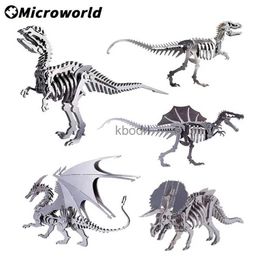 Herramientas artesanales Microworld 3D Metal Período Jurásico Modelos de dinosaurios Rompecabezas Juegos Kits DIY Ensamblar juguetes de rompecabezas Regalo de cumpleaños para adultos adolescentes YQ240119