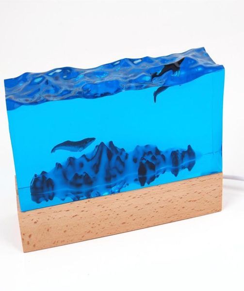 Herramientas artesanales Moldes de silicona de mar de montaña Molde 3D irregular con base de lámpara de madera alimentada por USB Adorno de luz DIY For6038967