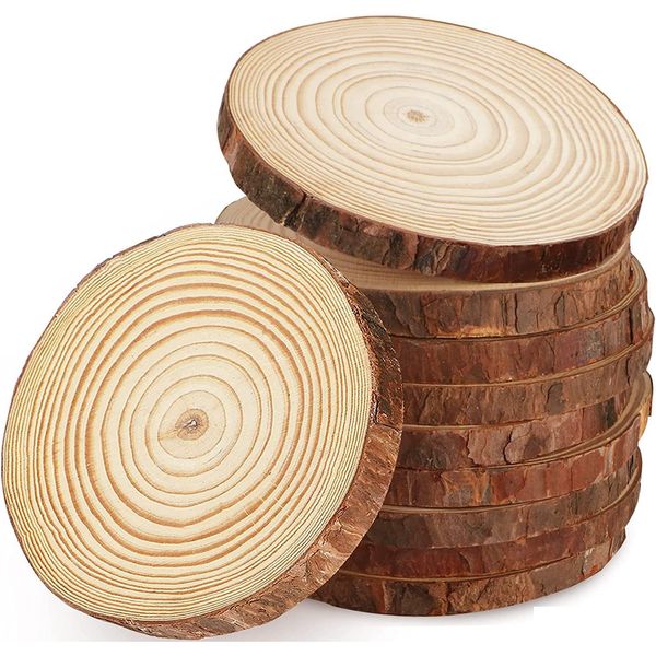 Herramientas artesanales Rebanadas de madera de pino natural Diy Kit sin terminar Pretaladrado con círculos de agujeros Fiesta de artes Adornos de Navidad Entrega directa Ho Dhmjs