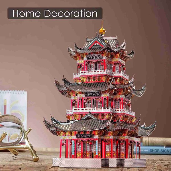 Herramientas de artesanía Juegos de rompecabezas de metal 3D Piececool para adultos Juegos de modelos de metal de la Torre Juyuan Juegos de rompecabezas de arquitectura china antigua Rompecabezas YQ240119