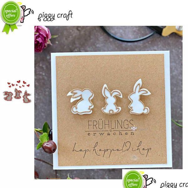 Herramientas artesanales Piggy Troqueles de corte de metal Troquelado Molde Conejito de Pascua Corazones Libro de recuerdos Cuchillo de papel Mod Blade Punch Stencils Drop Delivery H Dhzwf