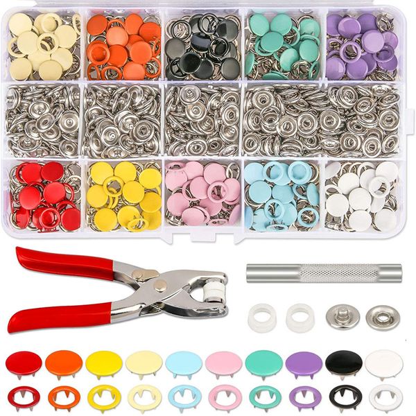 Outils d'artisanat Pince Outil 100 200 Set 10 Couleur Boutons de couture en métal Creux Solide Prong Boutons-pression Boutons-pression pour l'installation de sacs à vêtements 230111