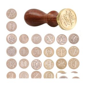 Craft Tools Retro 26 Letter Wax Diy SEAL -stempel Alfabet Houtpakketten Vervang koperen hoofd Hobby -sets Post Decoratie Drop levering Home Dhkbw