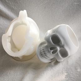 Outils d'artisanat Forme de crâne Pot de fleurs Moule de ciment Boîte de rangement d'Halloween Moules en résine de silicone DIY Bougie Pot Plâtre Moule Home Art Decor