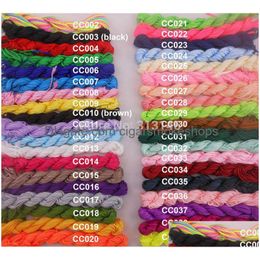 Herramientas de artesanía al por mayor 40 rollos de colores surtidos 1 mm 1,5 mm Rame Beading Rattail Cordones de nailon trenzado Kumihimo Hilo de cuerda para joyería M Otqb2