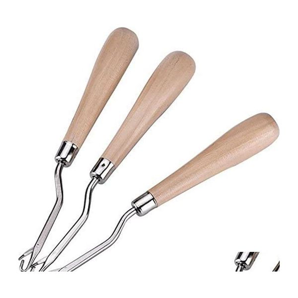 Outils d'artisanat Crochet de verrouillage plié en bois Outil de tricot au crochet Parfait pour la fabrication de tapis Art Crafts Tapis Tapis de toile Xbjk2207 Drop Delivery Dhhrf