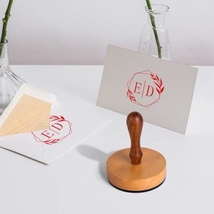 Ambachtelijke houten stempel Bruiloftsfeest Rubberstempel Aangepaste verpakking Stempel Kunstwerk Gepersonaliseerd logo Merknaam Website Bedrijfszegel