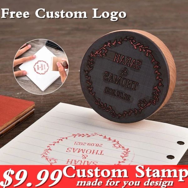 Craft Wooden Stamp Fiesta de boda Sello de goma Packagaging personalizado Sello de arte Logotipo personalizado Nombre de la marca NEGOCIO SELLO DRESTIVO EN