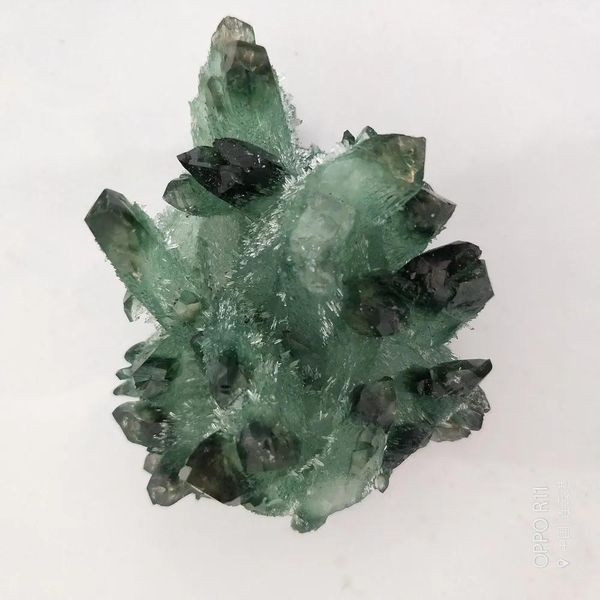 Artisanat 100g Natural Green Ghost Quartz Cluster Cluster Phantom Spécimen Quartz Graden Inclusion Guérison Drusy Point Stones Mineraux