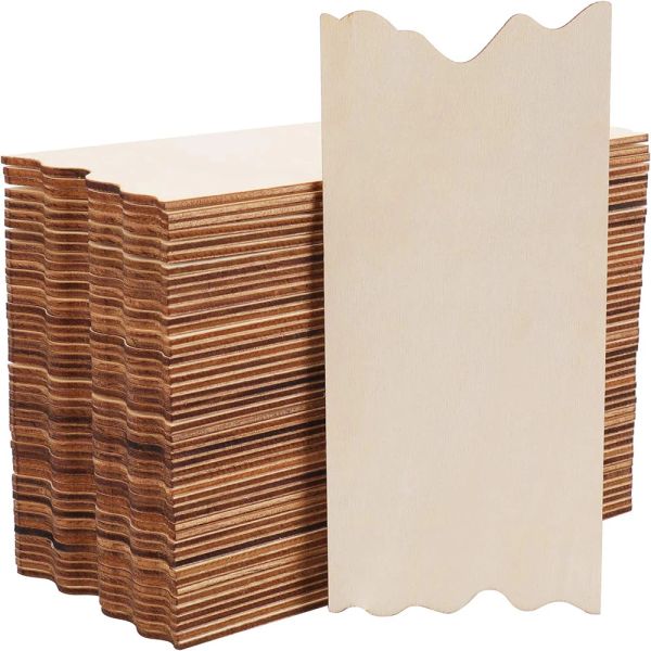 Artisanat 10pcs Signe en bois inachevé Rectangles en bois Rustic Boards en bois avec bord dentelé pour les fournitures d'artisanat de bricolage