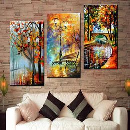 Artisanat 3 pièces Pluie Tree Road Diamond Painting 5d Diy Full Diamond Broderie Abstract Landscape Mosaic Triptych Home Decor AA2090