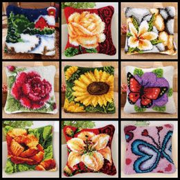 Artisanat 3d Segment broderie oreiller laine artisanat bricolage loquet crochet tapis Kits fleurs plantes série tapis broderie matériaux fournitures