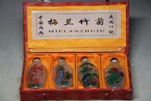 Artisanat 4pcs chinois à l'intérieur peinture à la main * Meilanzhuju * bouteille de tabac