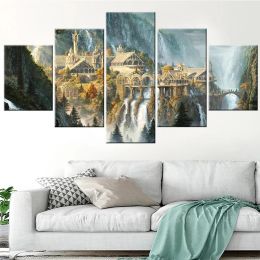 Artisanat 5 pièces Ensemble de Lord Diamond Mosaic 5d Full Drill Driy Diamond Painting Fantasy Landscape Waterfall Brodery Home Decor