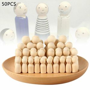 Crafts 50 PCS Natuurlijke onafgemaakte houten poppenfiguren voor doe -het -zelf -schilderdecoratie diverse houten mensen vormen voor kunst en ambachten