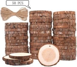 Crafts 50 stks natuurlijke houten plakjes ronde cirkel boomschors log 27 cm houten cirkels voor doe -het -zelf ambachten bruiloft decoraties kerst ornamenten