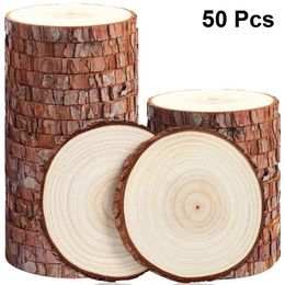 Artisanat 5100pcs d'épaisseur de pin naturel rond des tranches de bois inachevées cercles avec des disques en rondins d'écorce d'arbre