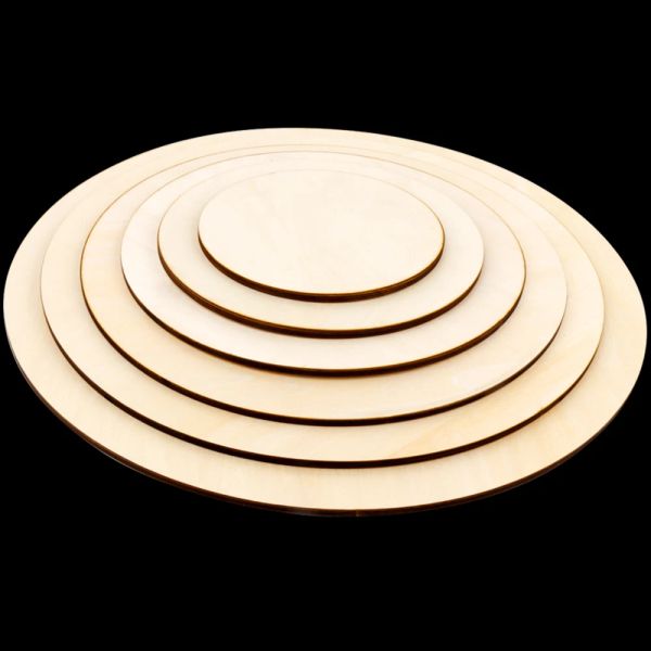 Artisanat 535 cm Disques de journal de Basswood Coules de bois Rounds Cercles Square DIY CARALS RUSTIQUE DE MEUAGE PARTIE PEINTURE À MAIN DÉCOR