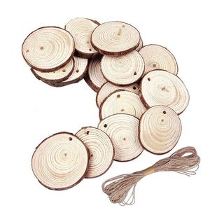 Crafts 60 PCS Kerst ornamenten Wood Diy Kleine houten schijven Cirkels schilderen Ronde kleine dennenplakken 56 cm/67 cm