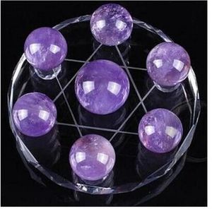 Ambachten 7 stks 2 cm Crystal Ball Chakra quartz Bol Healing gem Stone Kralen Fengshui Decor 8 cm Glas stand