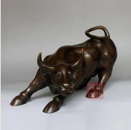 Artisanat Big Wall Street Bronze Fierce Bull Ox Statue / 13 cm '5,12 pouces